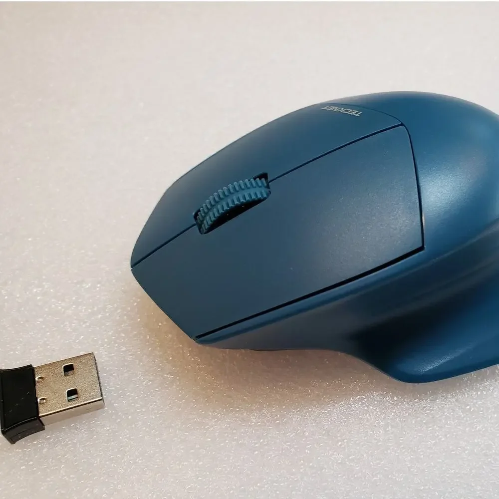 TECKNET Wireless Ergonomic Mouse 2.4G Blue Optical Mouse TK-MS075